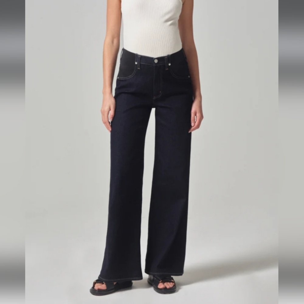 Citizens Of Humanity Maternity Paloma Baggy Wide-Leg Jeans Sz 26 Solace Dk Blue